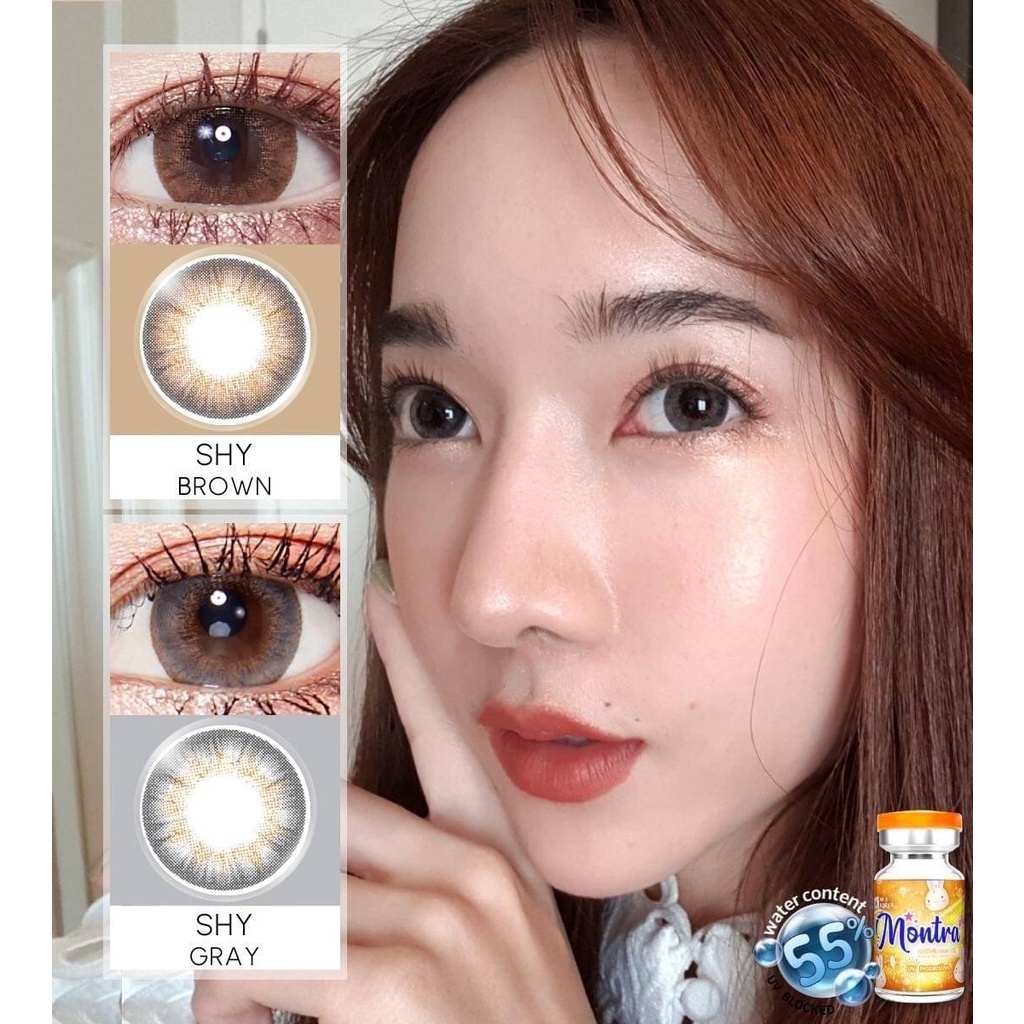 คอนแทคเลนส์ Shy Brown/Gray (Montra) ขนาดกลาง