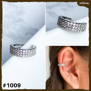 1009 Earcuff ต่างหูเกี่ยวเกาหลี ชุบทองคำขาว เพชรแท้ cz เพชร3แถว วิ้งค์สวยมาก คลาสสิคสุดๆ