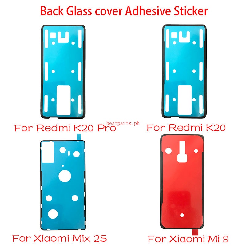 BP- สําหรับ 2PCS สําหรับ Xiaomi Mi 9 9T 10 Lite Mix 2S Redmi หมายเหตุ 8 K20 9S 9 10 K30s F2 Pro ฝาหลังแบตเตอรี่สติกเกอร์ประตูกาวเทปกาว