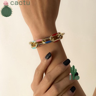 Cactu สร้อยข้อมือ โซ่อลูมิเนียม หนา หลากสี สไตล์พังก์ โกธิค ฮิปฮอป กอธิค แฟชั่นผู้หญิง ผู้ชาย