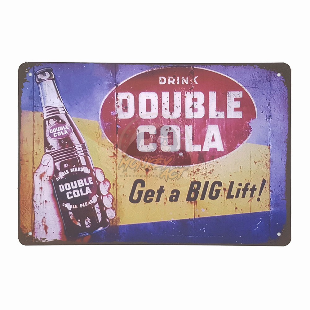 ป้ายสังกะสีวินเทจ Drink Double Cola, Get a Big Lift!, ขนาด 20x30 ซม.