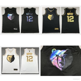 เสื้อกีฬาแขนกุด ลายทีม NBA Memphis Grizzlies No.12 MORANT สีดํา สไตล์เรโทร คลาสสิก สําหรับผู้ชาย และผู้หญิง 2021