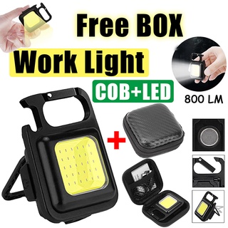 (ฟรีกล่อง) พวงกุญแจไฟ LED ขนาดเล็ก 3 โหมด ไฟ COB สว่างมาก พอร์ตชาร์จ USB สากล แบบพกพา ไฟกลางแจ้ง