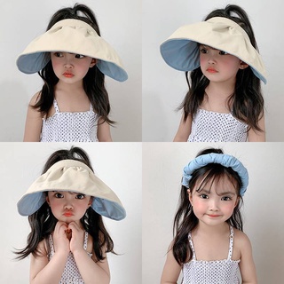 ☆พร้อมส่ง☆ หมวกเด็กผู้หญิง 1ปี-10ปี รอบหัว:52-55 cm. หมวกแฟชั่นครึ่งหัวแบบจีบ หมวกคาดผมเด็กกันแดด ใส่ได้สองด้าน