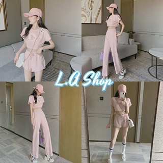 L.A Shop- พร้อมส่ง ชุดเซ็ท เสื้อครอปคอกลมแขนสั้น+กางเกงขาสั้นสีพาสเทลน่ารักมาก " DX-7061/6061" 07