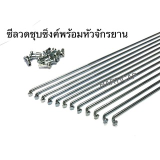 ซี่ลวดจักรยาน ชุบซิ้งค์ พร้อมหัวซี่ลวด G14 มีขลายขนาด ราคาต่อ12เส้น