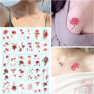 ✿ Red Spider Lily Flower ◈ Temporary Tattoo สติ๊กเกอร์ ✿ 30Sheets/Set Waterproof Tattoos for Sexy Arm Clavicle Body Art Hand Foot