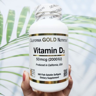 80% Sale!! EXP: 12/23 Vitamin D3: 50mcg (2000 IU) 360 Fish Gelatin Softgels (California Gold Nutrition) D-3 วิตามินดีสาม