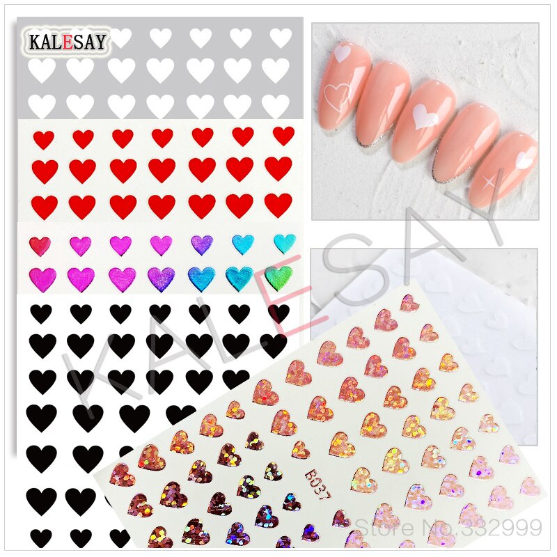 แฟชั่นเล็บสติกเกอร์หัวใจสีแดงดาวแสงเล็บออกแบบเล็บอุปกรณ์เสริมตกแต่งกาวในตัว