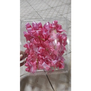 🎉🎉ตกราคาตัวละ6.40บาท🎉🎉โบว์ติดของขวัญและขนม สีชมพูลายจุด