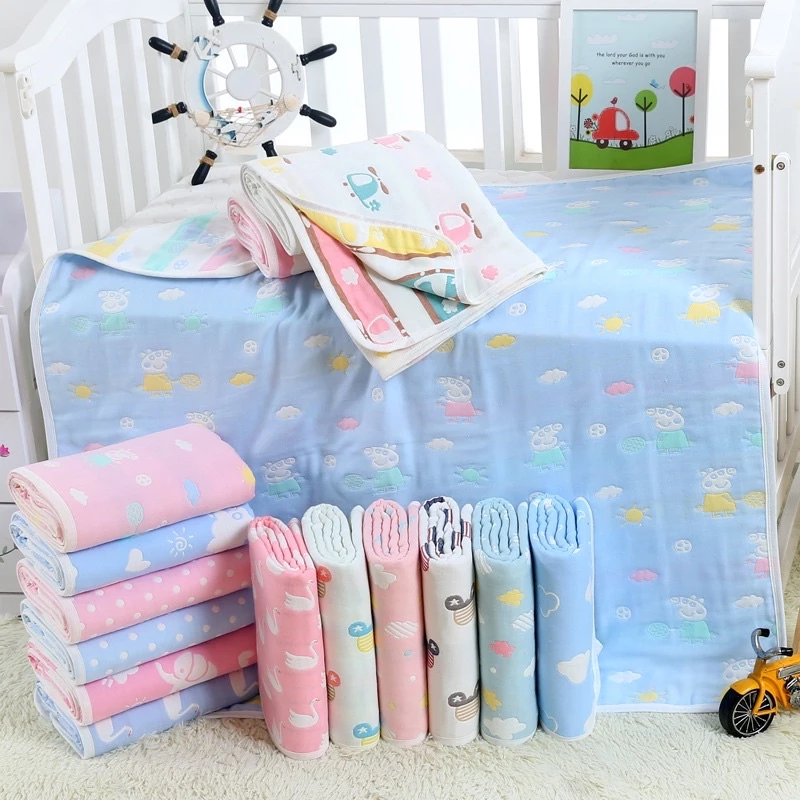 ผ้าห่มเด็ก ผ้าสาลูทอ6ชั้น ขนาด 110*110 cm. ผ้านุ่ม ไม่เก็บฝุ่น ห่มสบายดีต่อลูกน้อย