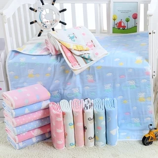 ผ้าห่มเด็ก ผ้าสาลูทอ6ชั้น ขนาด 110*110 cm. ผ้านุ่ม ไม่เก็บฝุ่น ห่มสบายดีต่อลูกน้อย