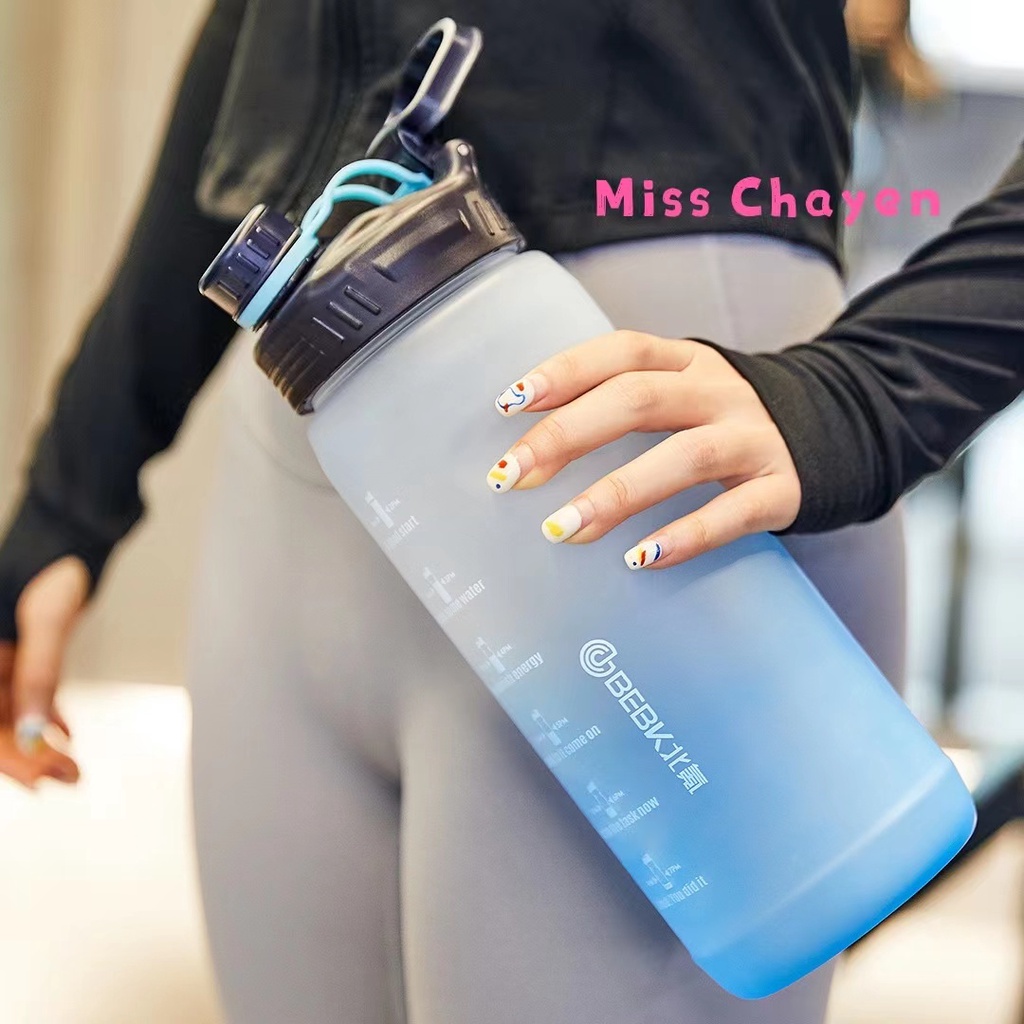 Miss Chayen 2.3L 3L ขวดน้ำพลาสติกพร้อมหลอดและฝามีสายกันฝาตกหล่นแบบพกพา Portable fall proof Water Bottle