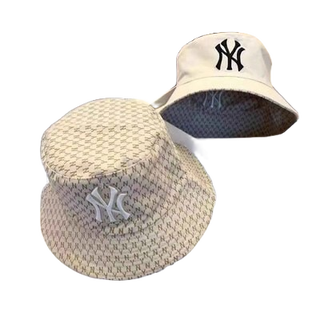 หมวกบักเก็ต NY ใส่ได้สองด้านแบบใหม่ 2019 เวอร์ชั่นเกาหลีคุณภาพดีบุคลิกภาพหมวกร่มเงา