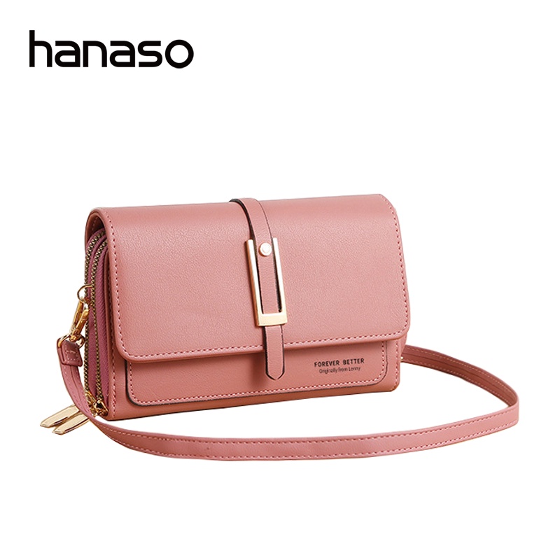 Hanaso กระเป๋าสะพายข้างมินิ แฟชั่น สำหรับผู้หญิง สตางค์ใบยาว Crossbody Bag