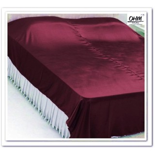 OHM ผ้าคลุมเตียง ผ้าซาตินแท้ 440 เส้น (เกรดพรีเมี่ยม) สีแดงเลือดนก