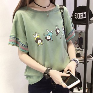 เสื้อยืด แขนสั้น ลายการ์ตูน สไตล์เกาหลี ส่วนลด100 บาท โค้ด