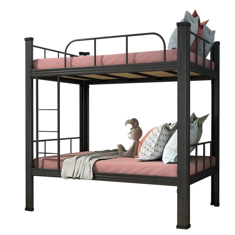 BAIERDI  เตียง 2 ชั้น 200CM*90CM*180CM เตียงสองชั้น เตียงสองชั้นหนาโครงเหล็กสองชั้นเตียงโครงเหล็กหอพักนักเรียนหอพักพนักงานเตียงสองชั้นสูงและต่ำ