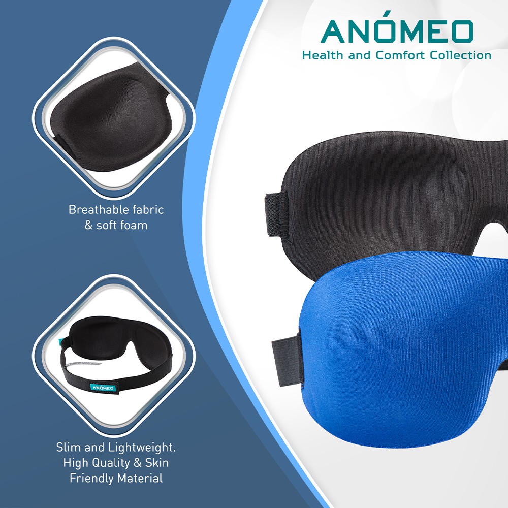 ANOMEO 2422 ผ้าปิดตาป้องกันแสง ยามนอนหลับ และ ขณะเดินทาง สีน้ำเงิน รุ่น Luxury Eye Mark