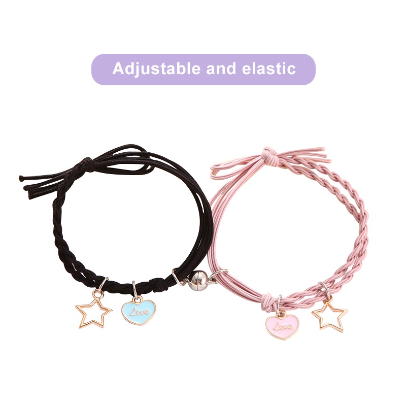 2 ชิ้น / เซต การ์ตูน แม่เหล็ก ดึงดูด สร้อยข้อมือ เสน่ห์ ปรับได้ คู่รัก สร้อยข้อมือ สําหรับเพื่อน คนรัก เครื่องประดับ แสดง ของขวัญ