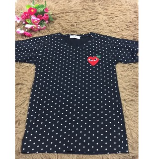 🌈🌈 Clearance Sales สุดฮิต Polkadot Black T Shirt  ปัก Play Comme แดง🌈🌈 🔥🔥 อก36-38    สภาพใหม่ ทรงน่ารักมากมายจ้า ..