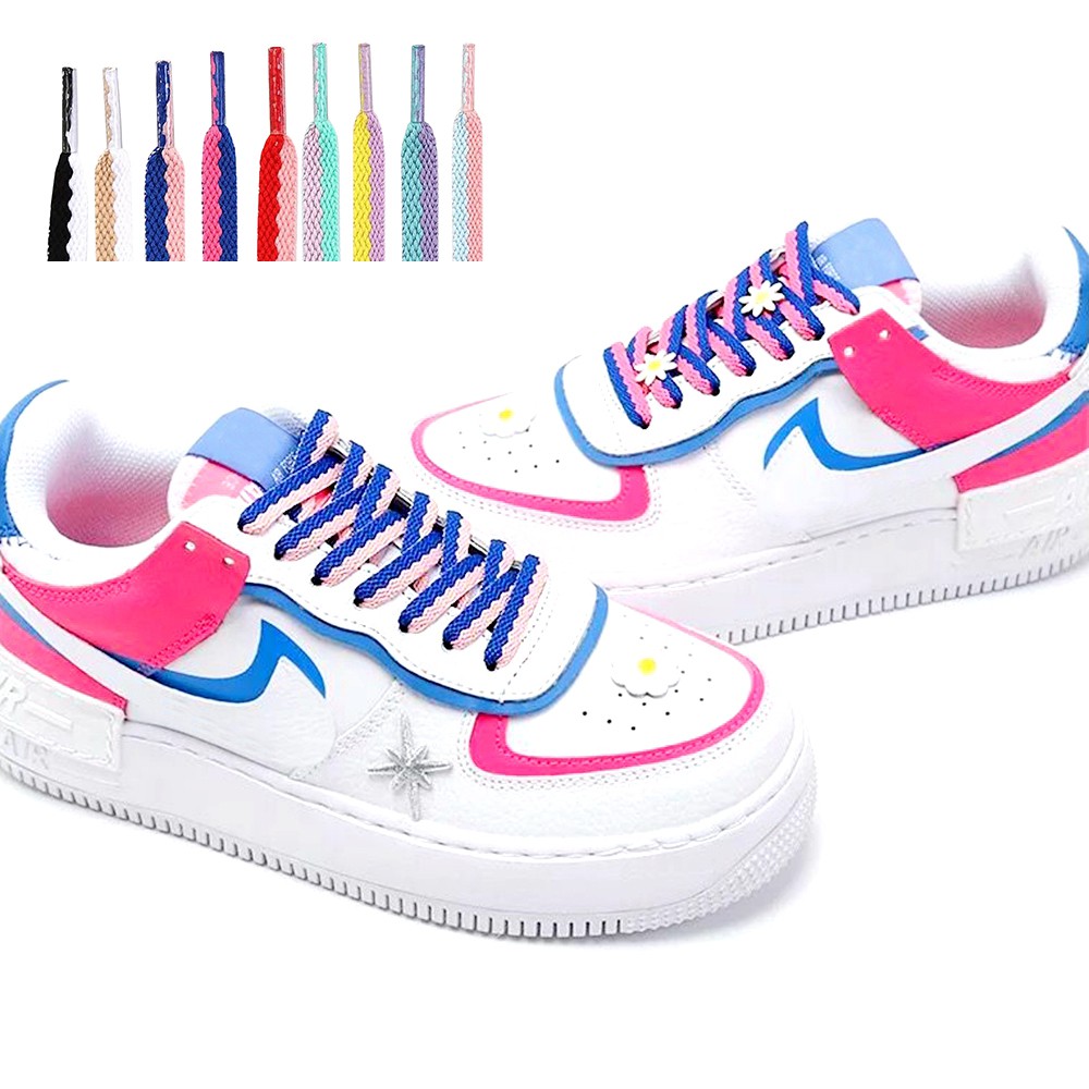 120 - 160 ซม. บล็อกสี 2 สีเชือกผูกรองเท้าแบนรองเท้า เชือกผูกรองเท้า สําหรับรองเท้าผ้าใบลําลองรองเท้ากีฬา