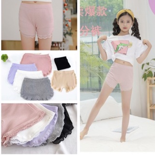 กางเกงในเด็กผู้หญิง ชนิดผ้าฝ้าย 100 % แต่งลูกไม้สีชมพู สำหรับเด็กผู้หญิง 3-13 ปี