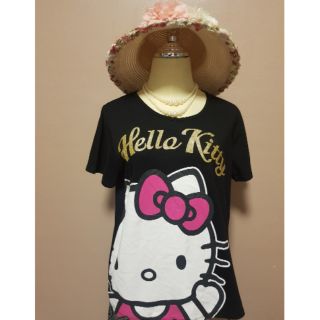 เสื้อแฟชั่น สีดำพิมพ์ลายแขนสั้น แบรนด์ Hello kitty แท้