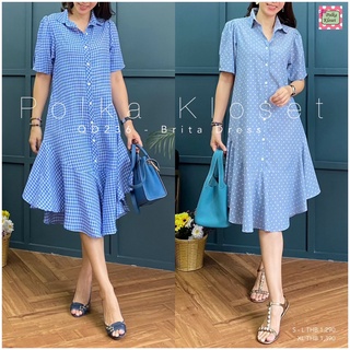 QD236 - Brita Dress  เดรสเชิ้ตกระดุมหน้าทรงใส่สบาย ต่อหางปลาแบบไม่หวงผ้า ทำให้ทรงบานสวยมากเวลาขยับเดิน กระเป๋า 2 ข้าง