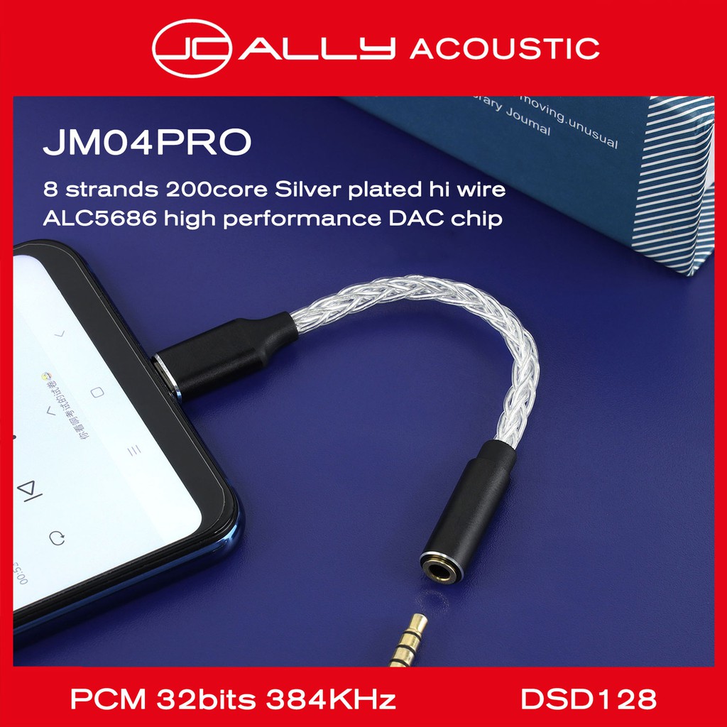 Jcally jm04pro สีเงิน type C ถึง 3.5 มม. Ruiyu alc5686dac การถ่ายโอนเสียงดิจิทัล ถอดรหัส สำหรับ Huaw