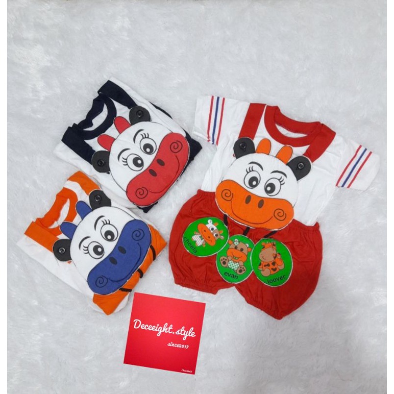 BABY JUMPER WITH COW BELL CHARACTER - BABY BOY AND GIRL JUMPSUIT SET - ชุดจั๊มสูทเด็กน่ารัก