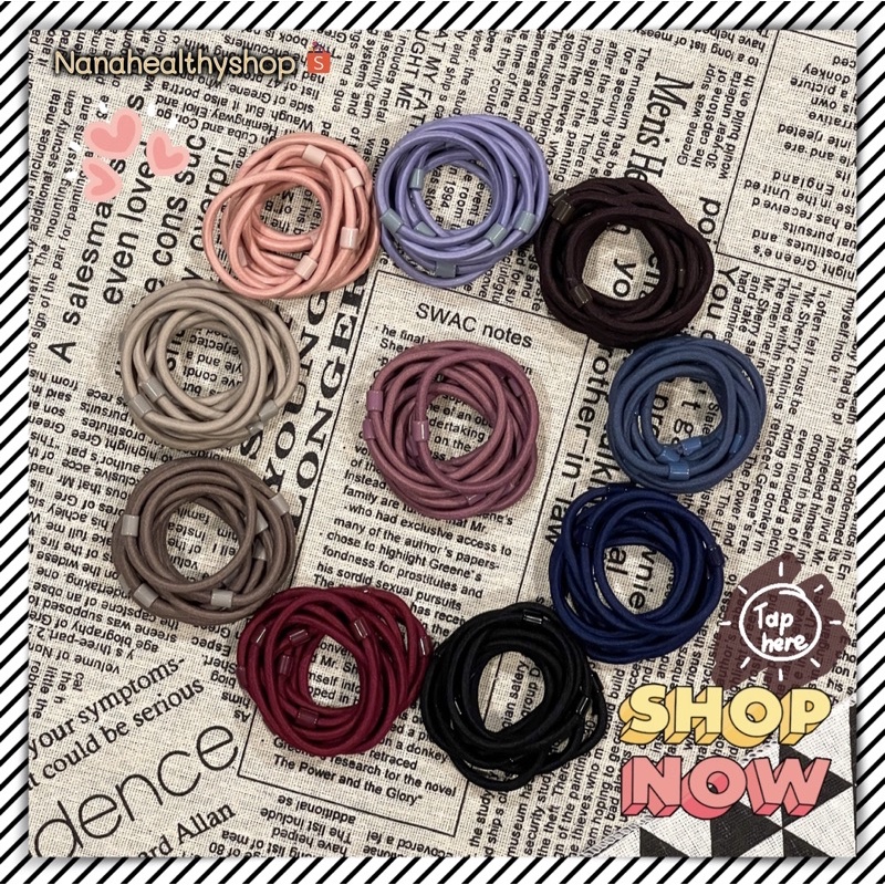 ร่วมโค้ดส่งฟรี!!! 0.9บาท สั่งเลย20เส้น ยางรัดผม หลากสี คุณภาพดี มีจี้ตามสี 10 สี มัดผม ดำ สีมินิมอล พาสเทล