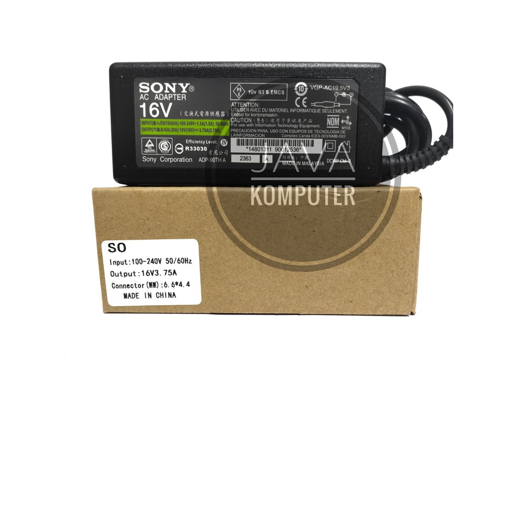 Sony Vaio 16V 3.75A อะแดปเตอร์แล็ปท็อป Sony Vaio PCG-700 PCG-800 PCG-C PCG-C1 PCG-GR PCG-GT PCG-SR P
