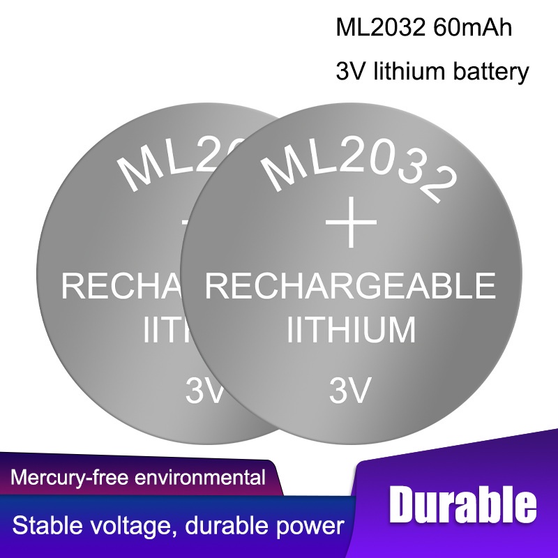 3V ML2032 Li-ion Rechargeable Battery Lithium Button Coin Cell Batteries Watch Cells Replaces CR2032
