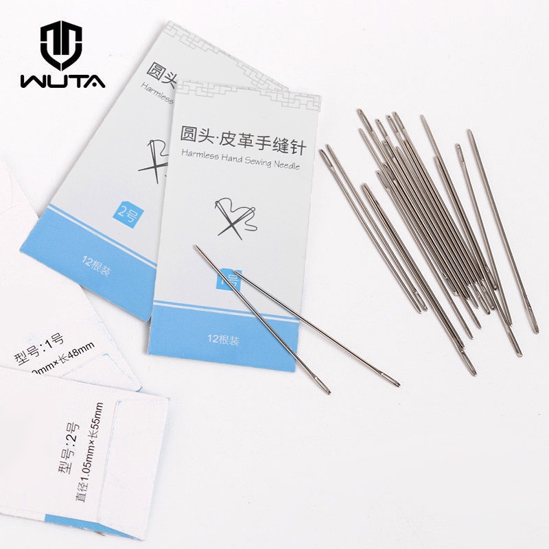 WUTA 12pcs Leathercraft เข็มเย็บผ้าตาขนาดใหญ่ Blunt เย็บเข็มสายรัดเข็มกลมเย็บมือ Blunt