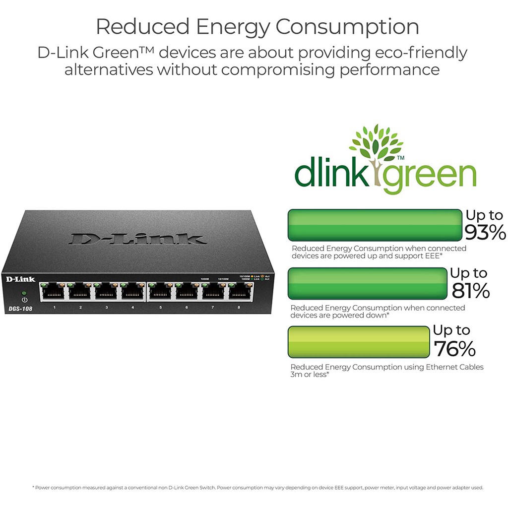 Switch D-Link DGS-108 Gigabit 8 ports + 2 cables RJ-45 | Acheter sur