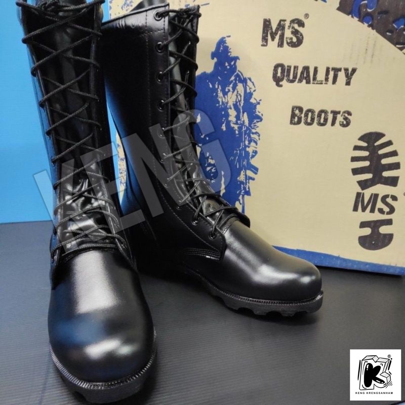 รองเท้าคอมแบต MS 10รู 12นิ้วหนังวัวแท้เกรด A