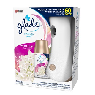 Glade เกลด น้ำหอมปรับอากาศ รุ่นออโต้เมติคสเปรย์ กลิ่นไวท์ ไลแลค ขนาด 175 กรัม