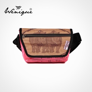 Rhino belt bag กระเป๋าคาดอก ลายแรดชมพู ขนาด 29*20*7 ซม. (ฺE006)