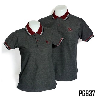 King Pegasus - เสื้อโปโลผู้ชาย Pegasus ผ้านิ่มใส่สบาย สีเทา ปกเลือดหมู รหัส PG937