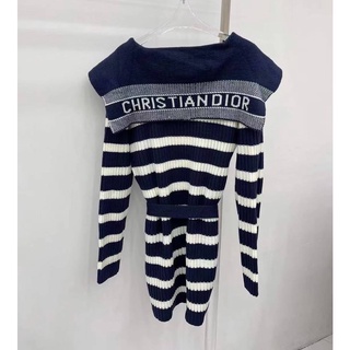 CHRISTIAN DIOR BOLD STRIPED KNIT CARDIGAN NAVY BLUE AND ECRU DIOR MARINIERE WOOL AND CASHMERE KNIT เสื้อคาร์ดิแกนแขนยาว