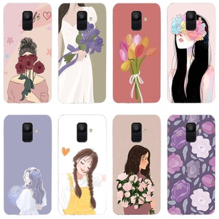 เคสโทรศัพท์มือถือ ซิลิโคนนิ่ม TPU ลายเด็กผู้หญิงน่ารัก สําหรับ Samsung Galaxy a8 2018 a9 2018 a50 a50s a52 a42