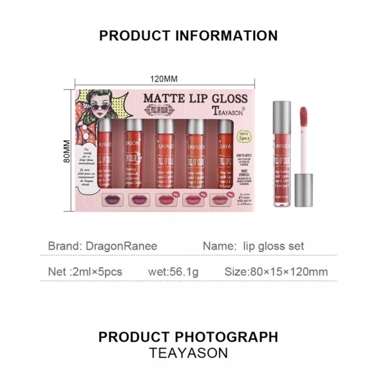 พร้อมส่งเซ็ทลิป 5 สีMtte Lip Mlossเนื้อสัมผัสละเอียดอ่อนและเรียบเนียน,เนื้อแมทท์นั้นง่ายต่อการแต่งหน้าริมฝีปากที่สวยงาม thumbnail 8
