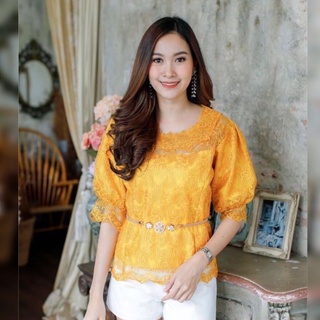 เสื้อลูกไม้สีเหลือง ทรงสวย