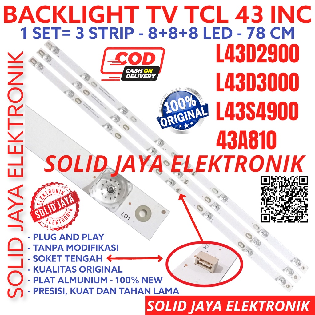 LED 43 นิ้ว TCL TV BACKLIGHT L 43D2900 43D3000 43S4900 43A810 43D 43A 43S BL LAMP 8K 6V L43D2900 L43