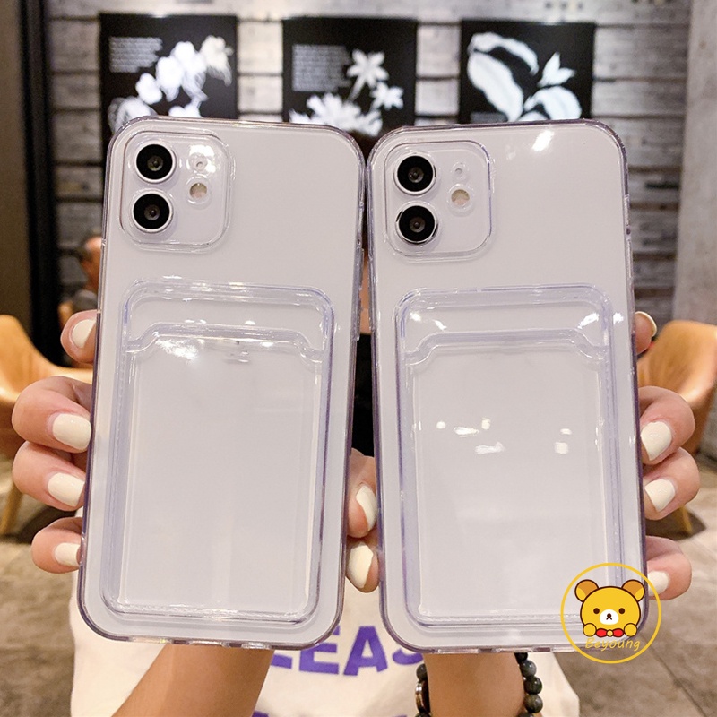 เคสโทรศัพท์มือถือ แบบใส พร้อมช่องใส่บัตร สําหรับ Vivo V25 Pro V23 V23E V21E V21 Y17 Y15 Y13 Y12 Y11 2019 Y15S Y15A Y50 Y30 Y30i Y75 Y72 Y55 Y52 5G Y95 Y93 Y91 Y51 Y31 2020 X60 X60
