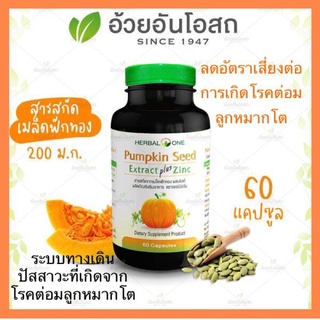 🔥แท้💯%🔥 Pumpkin Seed เมล็ดฟักทองสกัด ผสมZinc อ้วยอันโอสถ Herbal One 60แคซูล