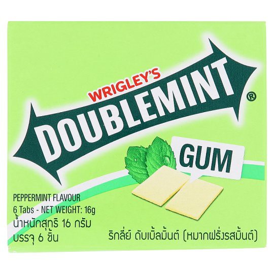ถูกที่สุด✅  ริกลี่ย์ ดับเบิ้ลมิ้นต์ หมากฝรั่งรสมิ้นต์ 6 ชิ้น Wrigley Double Mint Mint Chewing Gum 6 
