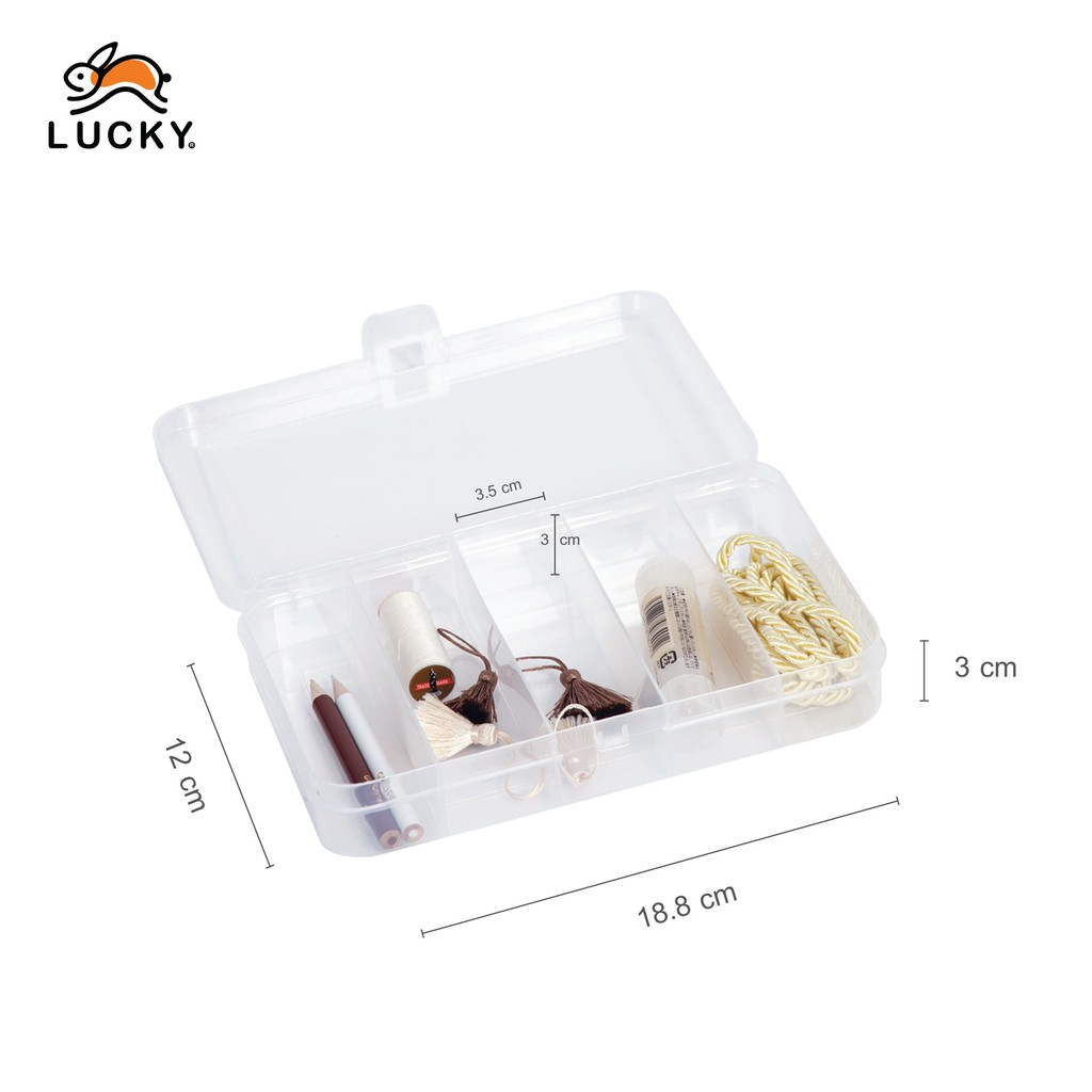 LUCKY HOME กล่องแบ่งช่อง 5 ช่อง (ใส) TFS-005 (กว้างxยาวxสูง): 12 x19 x 3 cm กล่องใส่ Apple Watch เหมาะกับสายขนาด S