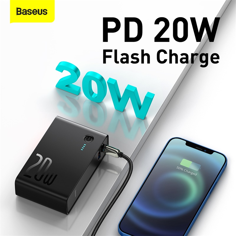 Baseus 20W Power Bank Adaptor Power Station 2 USB Typec Charger 10000mah Powerbank PD Fast